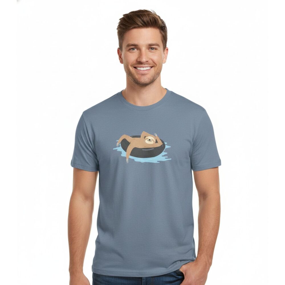 Altru T Shirt Graphic Crew Neck Cotton T Shirt Mens Blue Sz M Sloth NWT
